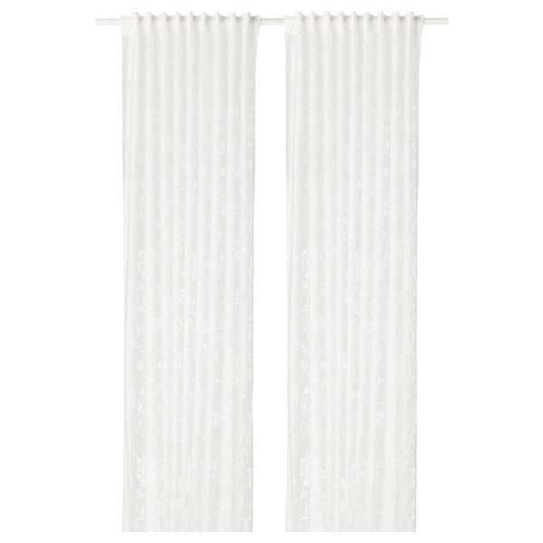 BORGHILD sheer curtains, 1 pair, white/with heading tape, 300x145 cm