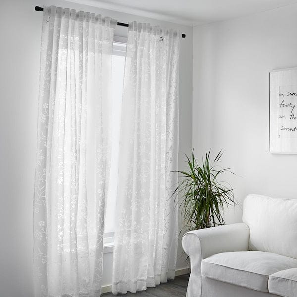 Ikea BORGHILD Thin curtains, 1 pair - white 145x300 cm , 145x300 cm