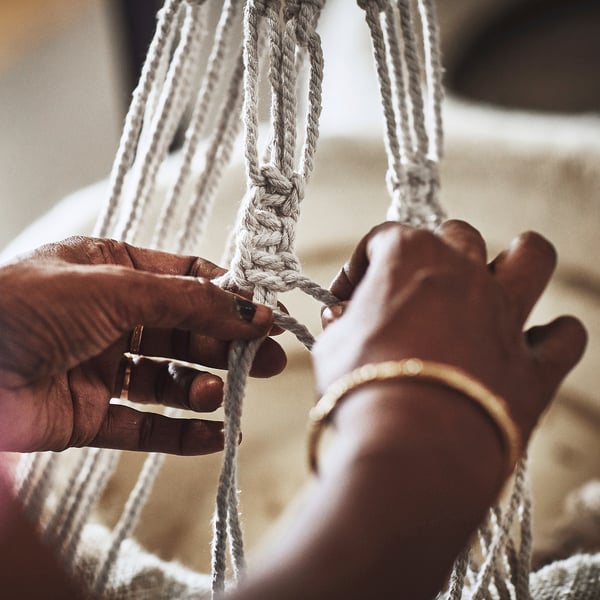 BOTANISK - Plant pot hanger, beige handmade