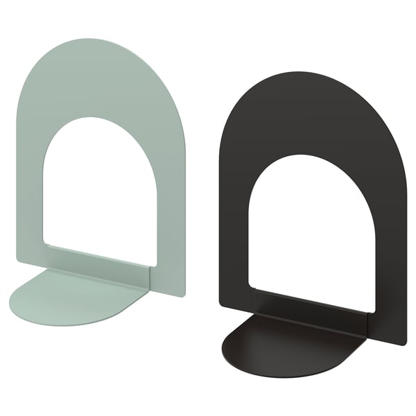 BOTTNA book-end, light grey-green/anthracite, 13x15 cm, 2 pack
