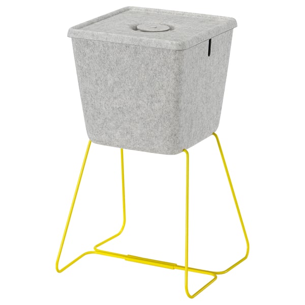 BRÄNNBOLL basket, grey/yellow, 30x33x30 cm