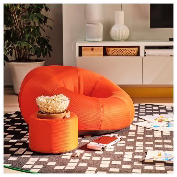 BRÄNNBOLL inflatable gaming lounge chair, bright orange, 85x43x85 cm