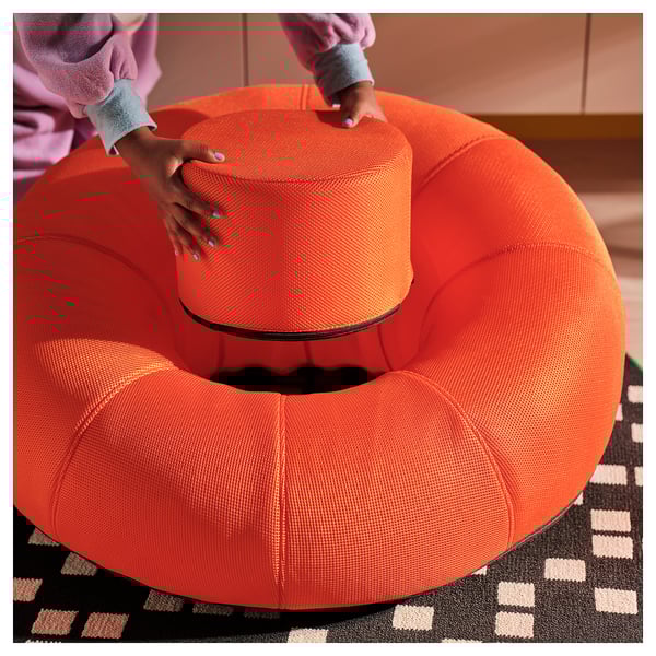 BRÄNNBOLL inflatable gaming lounge chair, bright orange, 85x43x85 cm