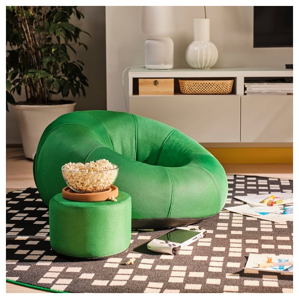 BRÄNNBOLL inflatable gaming lounge chair, bright green, 85x43x85 cm