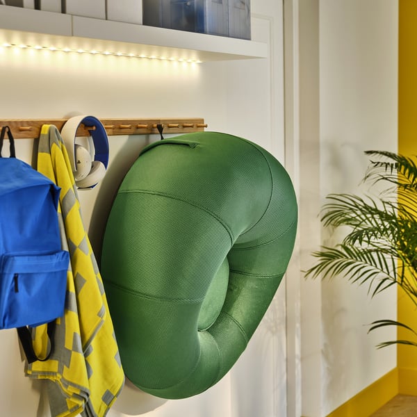 BRÄNNBOLL inflatable gaming lounge chair, bright green, 85x43x85 cm