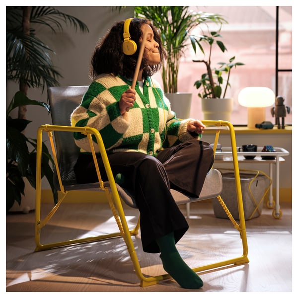 BRÄNNBOLL gaming easy chair, grey/bright yellow, 62x81x85 cm