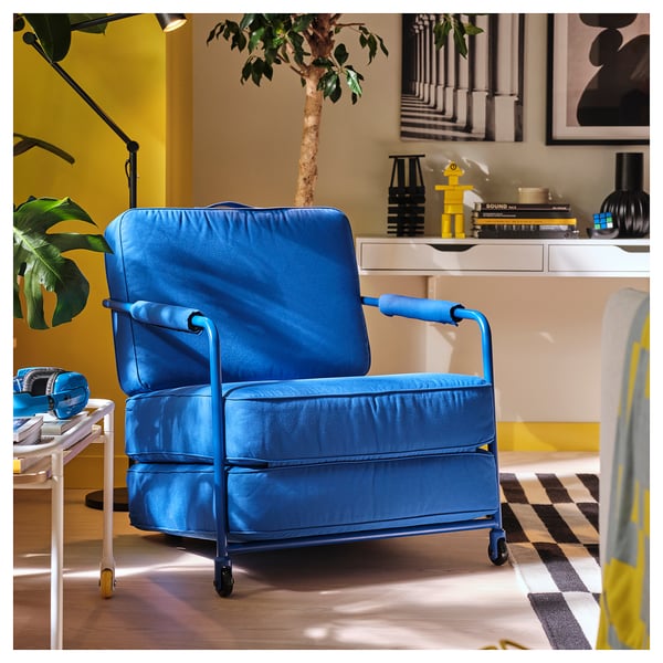 BRÄNNBOLL gaming lounge chair, Knisa bright blue, 65x80x88 cm