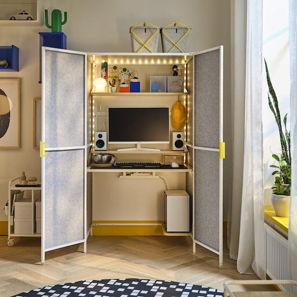 Ikea BRÄNNBOLL - Gaming station, light gray/white,100x72x180 cm