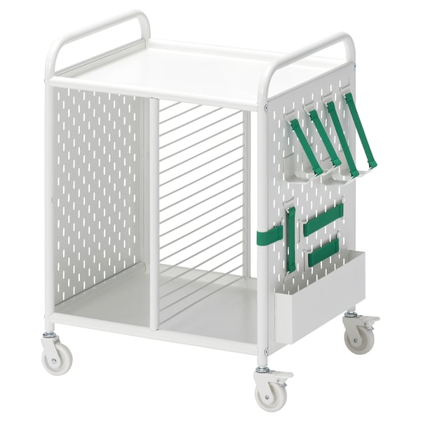BRÄNNBOLL shelving unit on castors, white, 56x62 cm