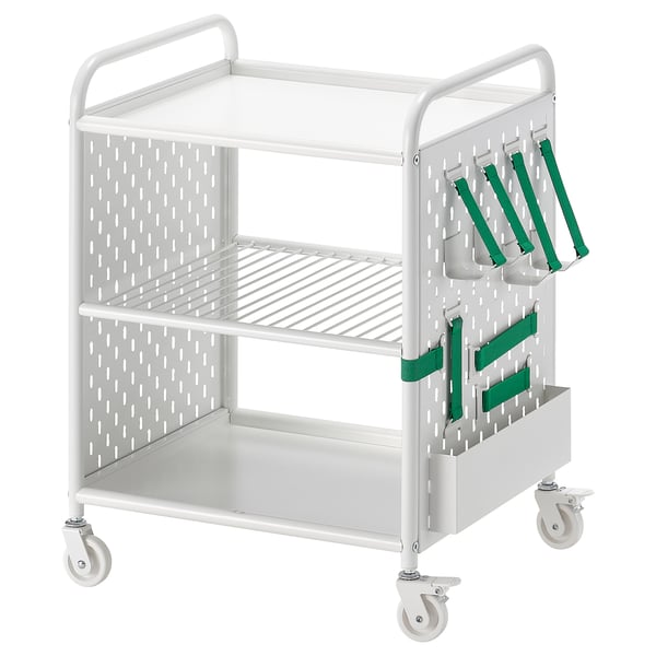BRÄNNBOLL shelving unit on castors, white, 56x62 cm