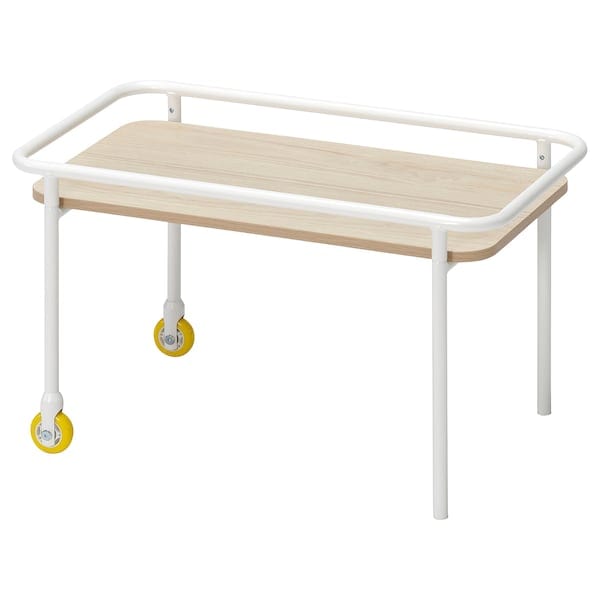 Ikea BRÄNNBOLL - Side table on castors, light ash effect/white, 69x39 cm