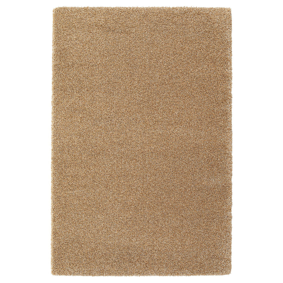 BREVBÄRARE rug, high pile, deep beige, 133x195 cm