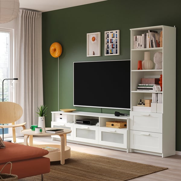 BRIMNES TV storage combination, white, 240x41x190 cm