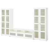 BRIMNES TV storage combination/glass doors, white, 340x41x190 cm