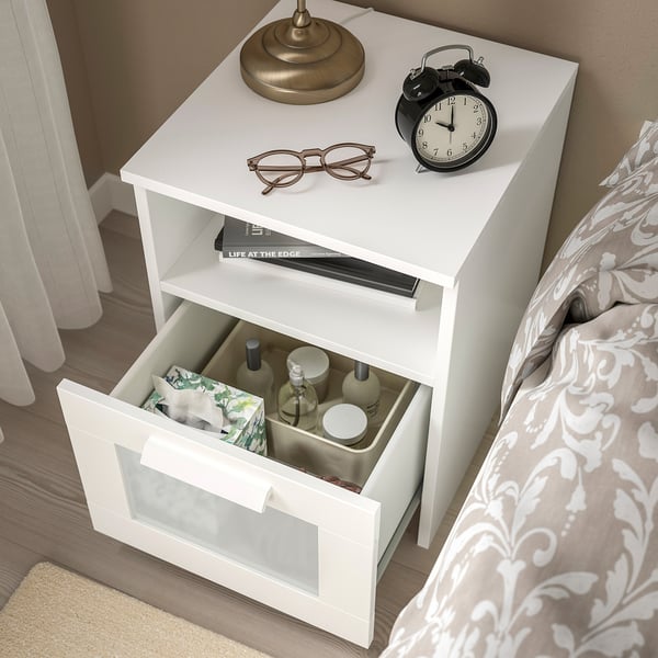 BRIMNES bedside table, white, 39x41 cm