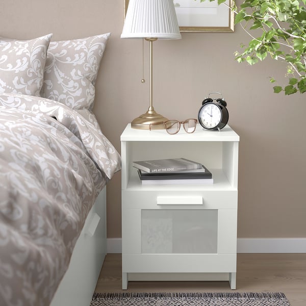 BRIMNES bedside table, white, 39x41 cm