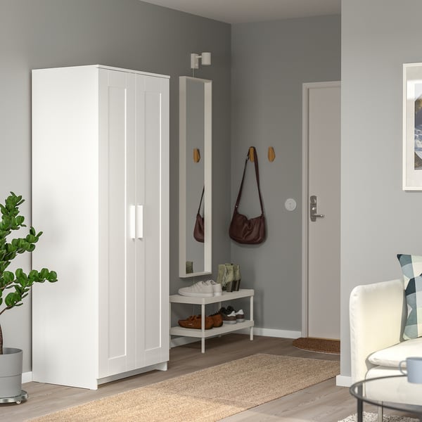 BRIMNES wardrobe with 2 doors, white, 78x190 cm