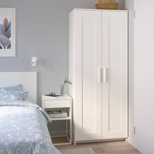 BRIMNES wardrobe with 2 doors, white, 78x190 cm