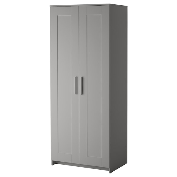 BRIMNES wardrobe with 2 doors, grey, 78x190 cm