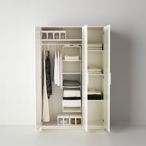 BRIMNES wardrobe with 3 doors, white, 117x190 cm