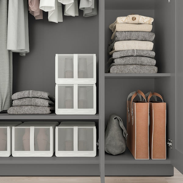 BRIMNES wardrobe with 3 doors, grey, 117x190 cm