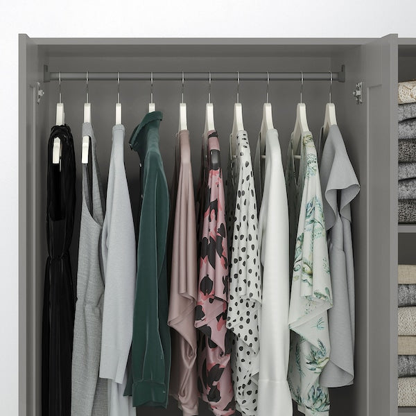 BRIMNES wardrobe with 3 doors, grey, 117x190 cm