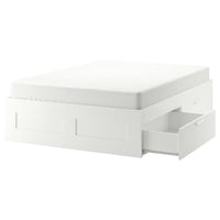 BRIMNES bed frame with storage, white, 160x200 cm