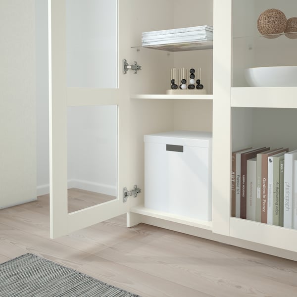 BRIMNES glass-door cabinet, white, 80x190 cm