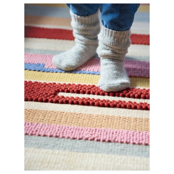 BRÖNDEN rug, low pile, handmade multicolour/red, 200x300 cm
