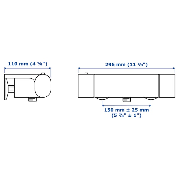 BROGRUND thermostatic shower mixer, chrome-plated, 150 mm