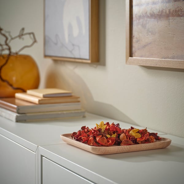 BROKFINK decoration dish, beech, 20x20 cm