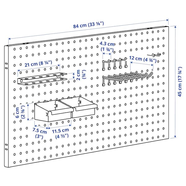 Ikea BROR - Wall shelf combination, with pegboard/black, 88x30/45x180 cm