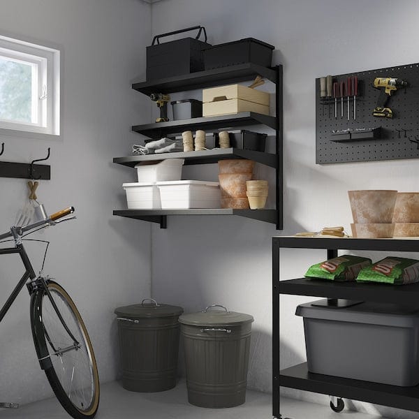 Ikea BROR - Wall shelf combination, black, 88x30/45x90 cm