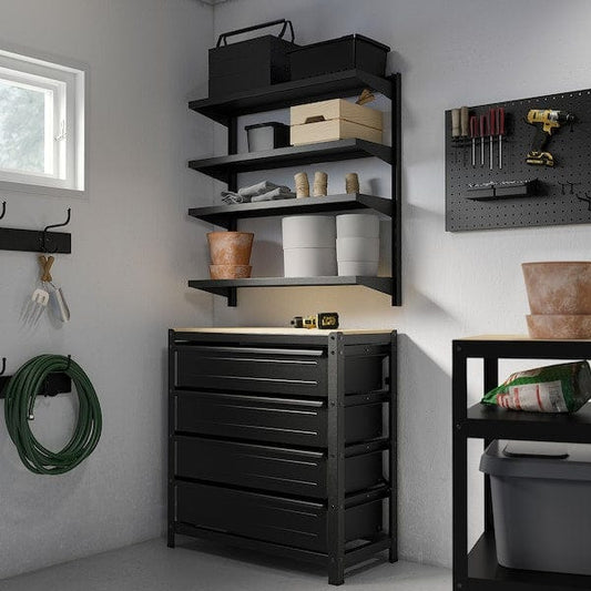 Ikea BROR - Wall shelf combination, black, 88x30x90 cm