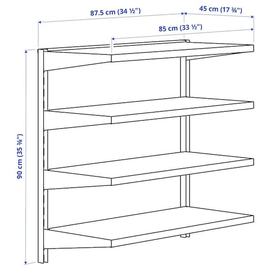 Ikea BROR - Wall shelf combination, black, 88x45x90 cm
