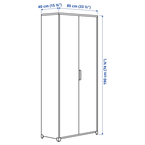 BROR cabinet with doors, black, 85x40x191 cm