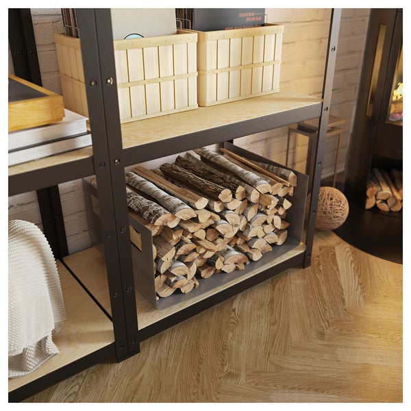 BROR shelf, black/pine plywood, 84x54 cm