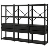 BROR shelving unit with drawers/shelves, black, 254x40x190 cm