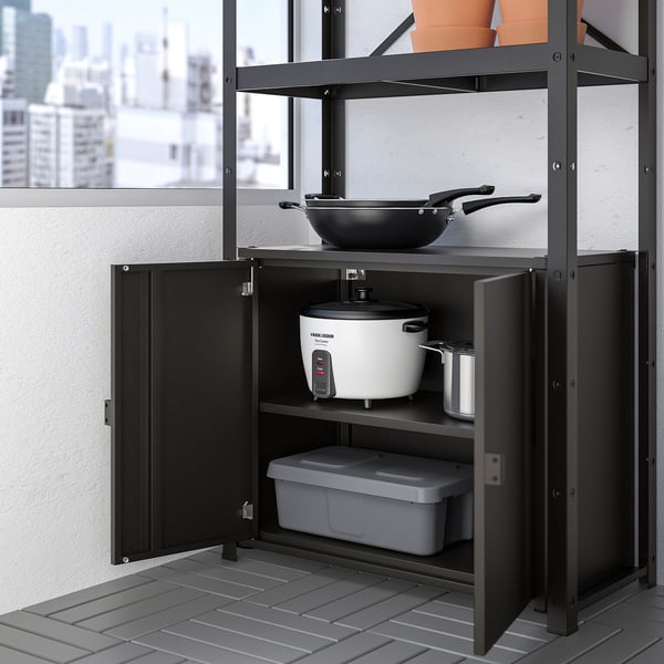 BROR shelving unit with cabinet, black, 85x40x190 cm