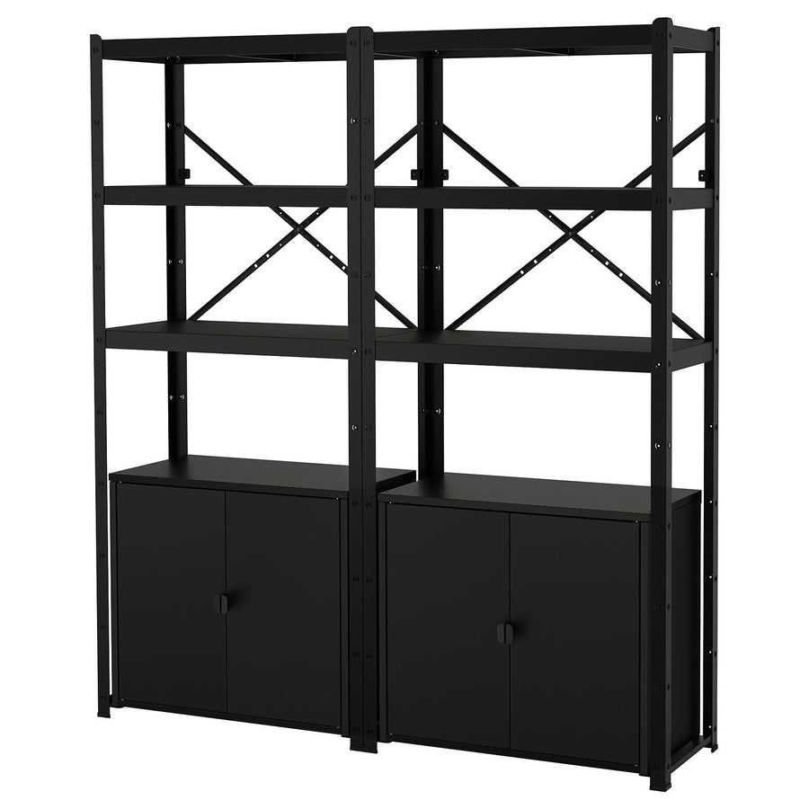 BROR shelving unit with cabinets, black, 170x40x190 cm