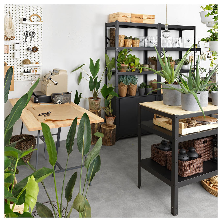 BROR shelving unit with cabinets, black, 170x40x190 cm