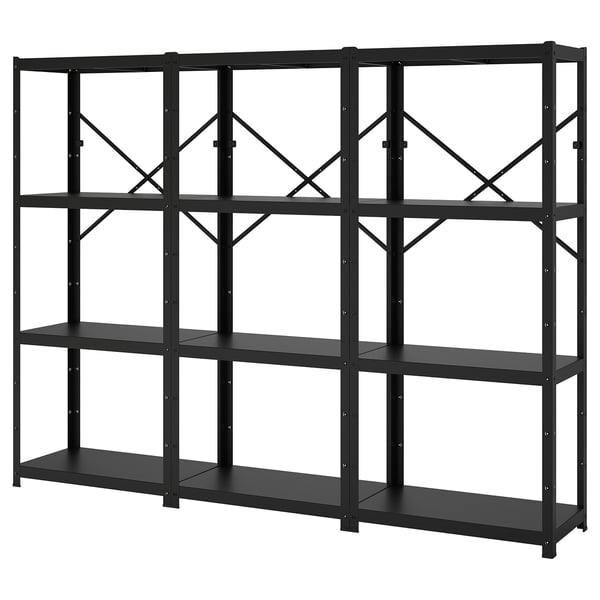 BROR shelving unit, black, 254x40x190 cm
