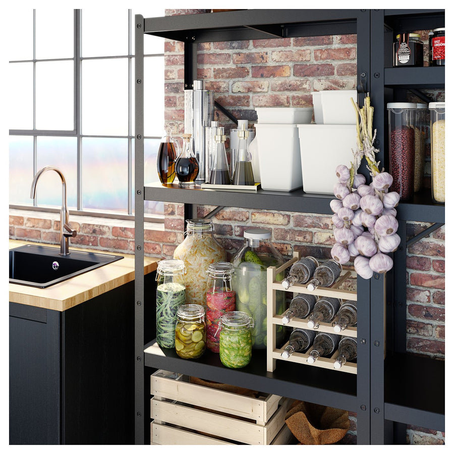 BROR shelving unit, black, 234x55x190 cm