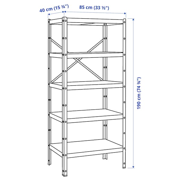 Ikea BROR - Shelving unit, black, 85x40x190 cm