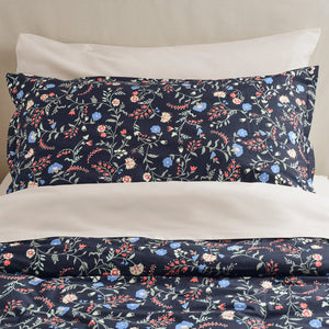 BRUDKRUSBÄR comforter set, black/floral pattern, 240x220/50x80 cm