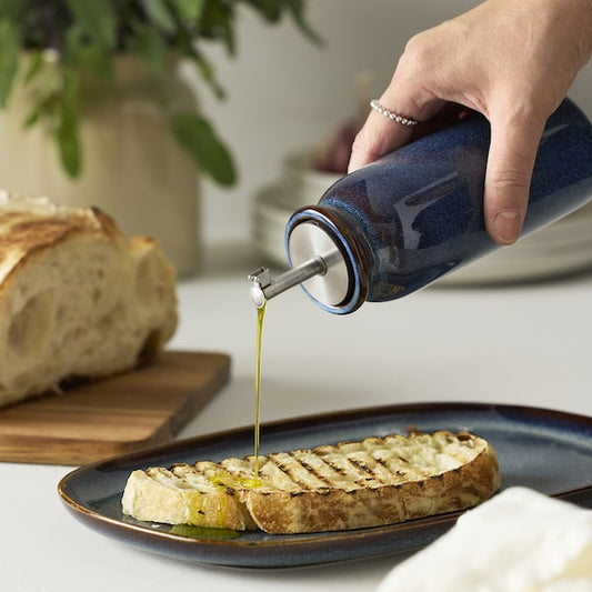 BRUGDHAJ oil/vinegar bottle, blue, 19 cm