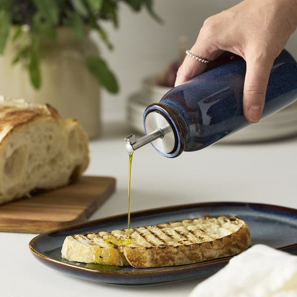 BRUGDHAJ oil/vinegar bottle, blue, 19 cm