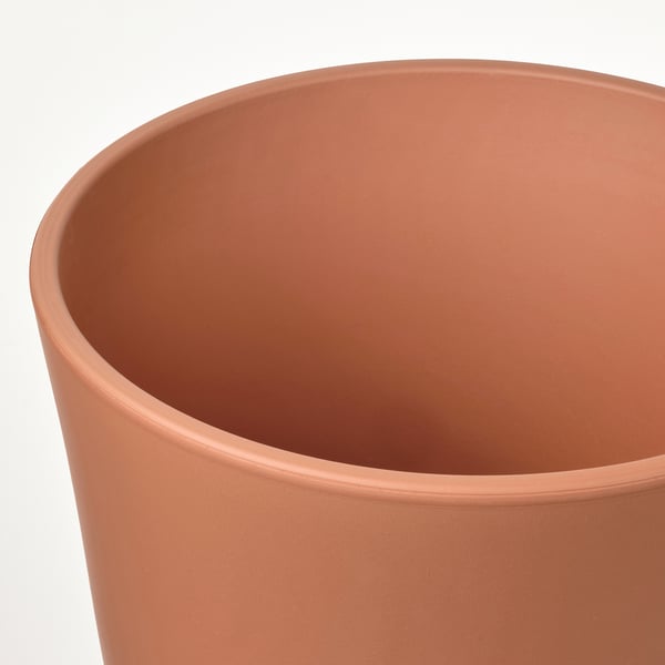 BRUNBÄR plant pot with saucer, outdoor terracotta, 24 cm