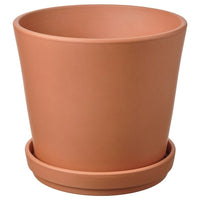 BRUNBÄR plant pot with saucer, outdoor terracotta, 24 cm