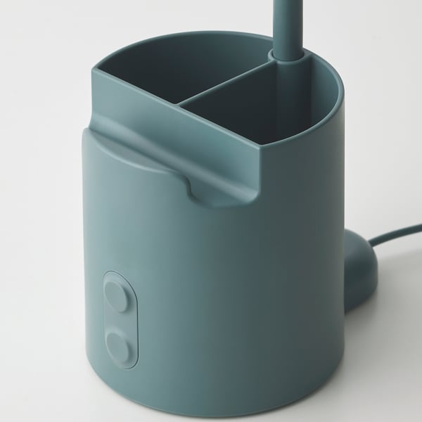 BRUNBÅGE LED work lamp, with storage dimmable/turquoise, 10x30 cm